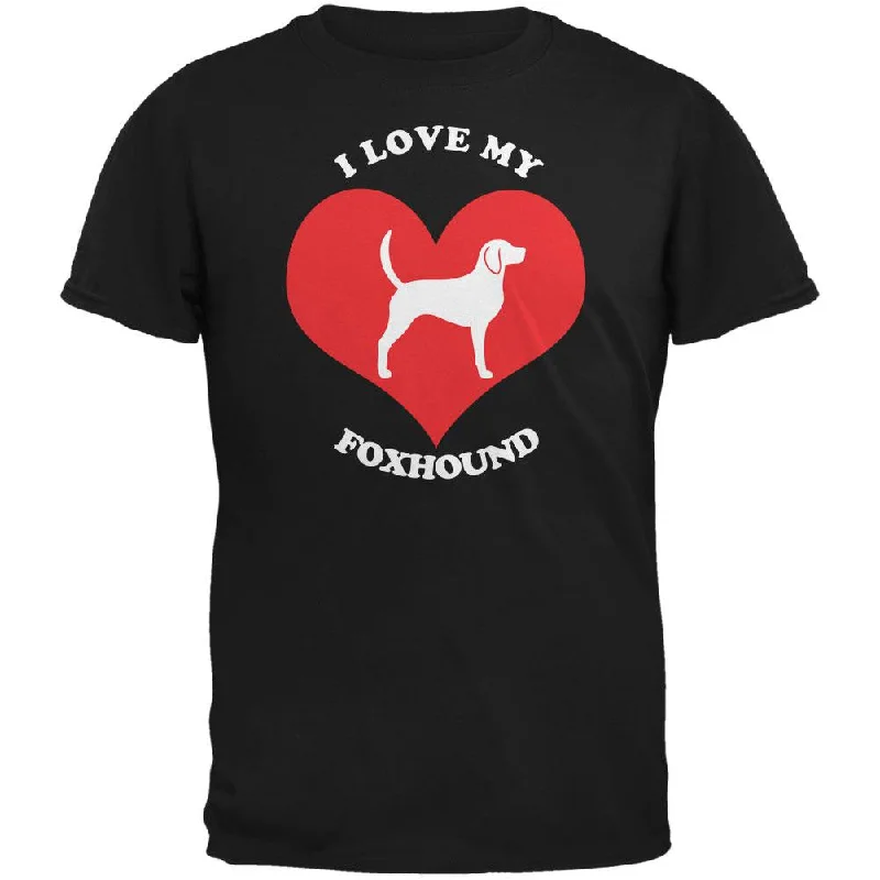 Valentines I Love My Foxhound Black Adult T-ShirtRuffled T-Shirts