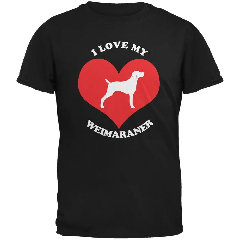 Valentines I Love My Weimaraner Black Adult T-ShirtGlitter T-Shirts