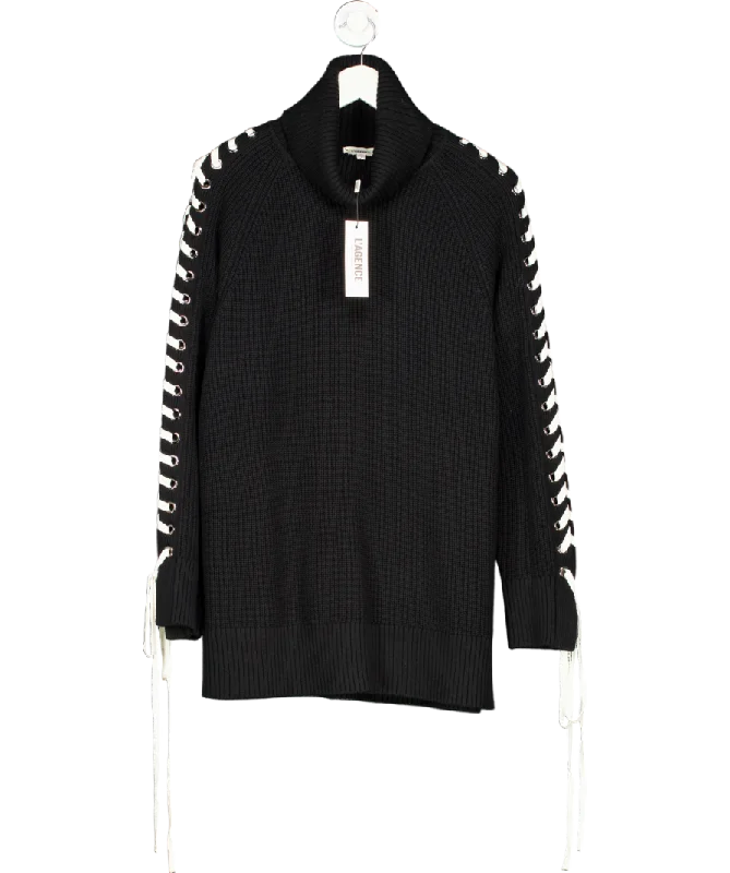 L'agence Black Nola Lace Up Turtleneck Sweater UK M