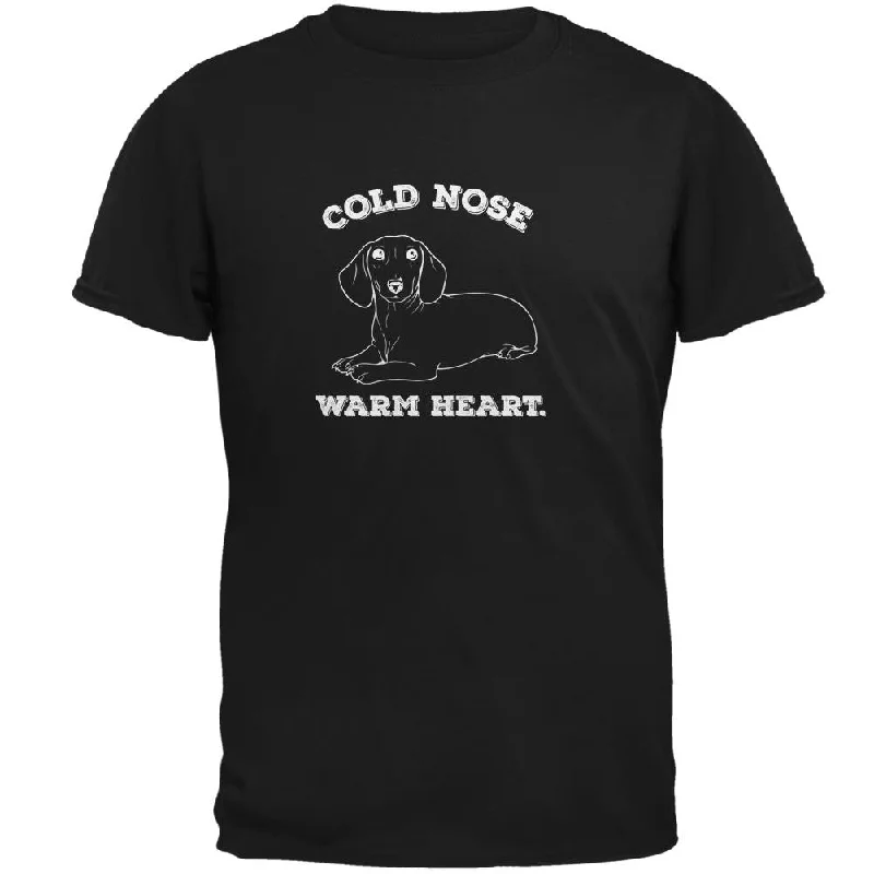 Cold Nose Warm Dachshund Black Adult T-ShirtFitted T-Shirts