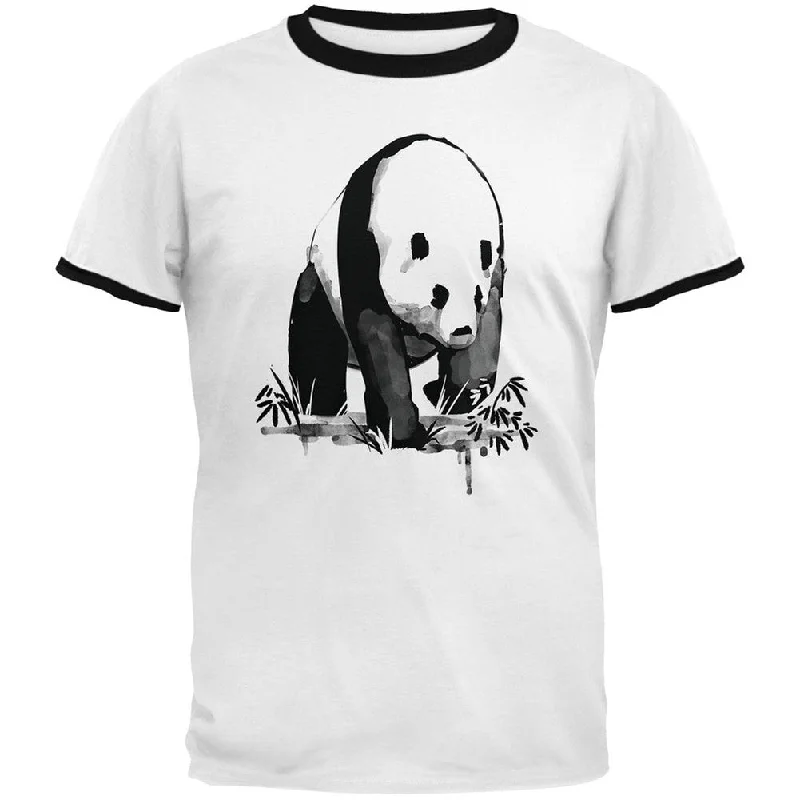 Panda Ink Wash White-Black Men's Ringer T-ShirtLayered T-Shirts