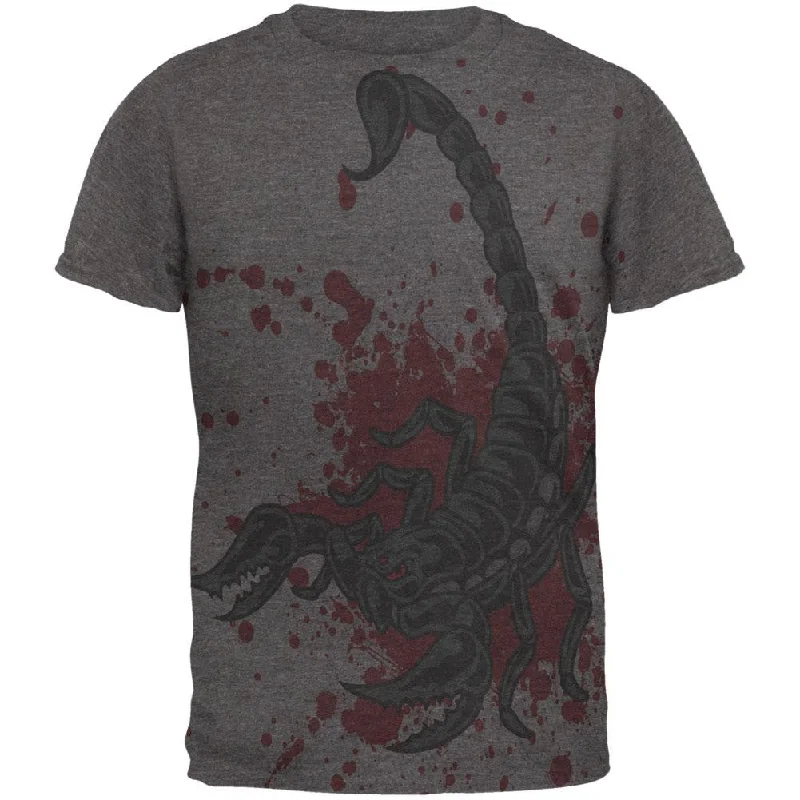 Scorpion Splatter All Over Charcoal Heather Adult Soft T-ShirtAsymmetrical T-Shirts