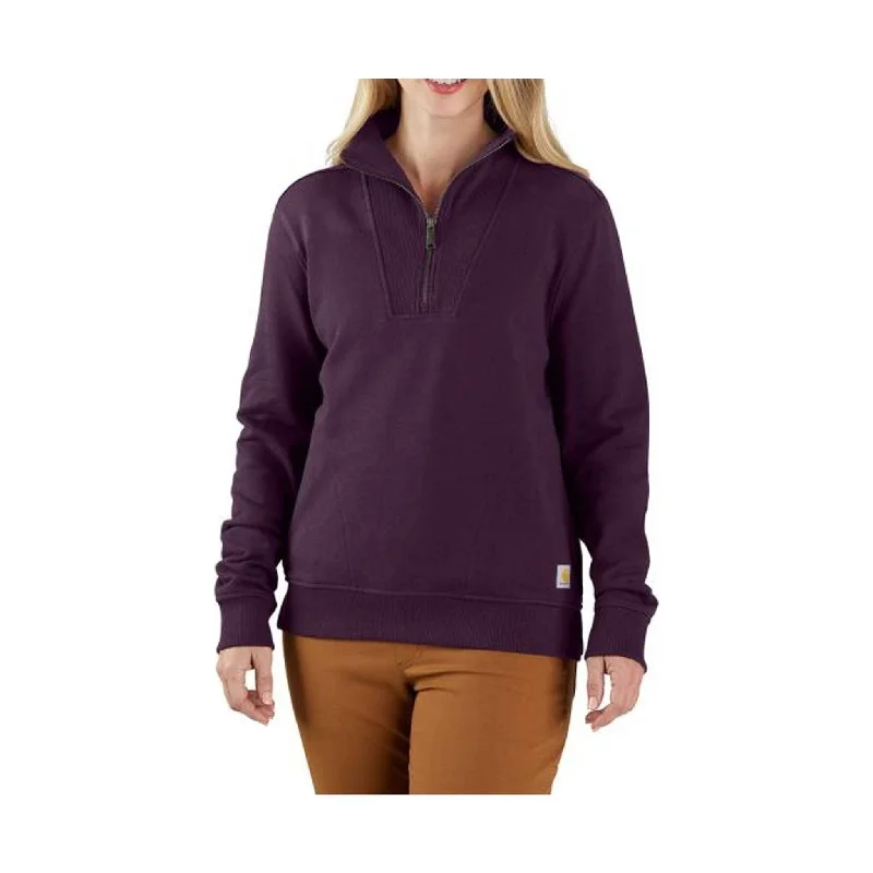 French Terry HoodiesCarhartt Women's Tencel Fabric 1/2 Zip Sweatshirt - Eggplant - ONLINE STORE CREDIT/EXCHANGE ONLY