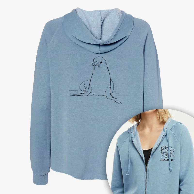 Thermal HoodiesCalifornia Sea Lion - Zalophus californianus - Women's Cali Wave Zip-Up Sweatshirt