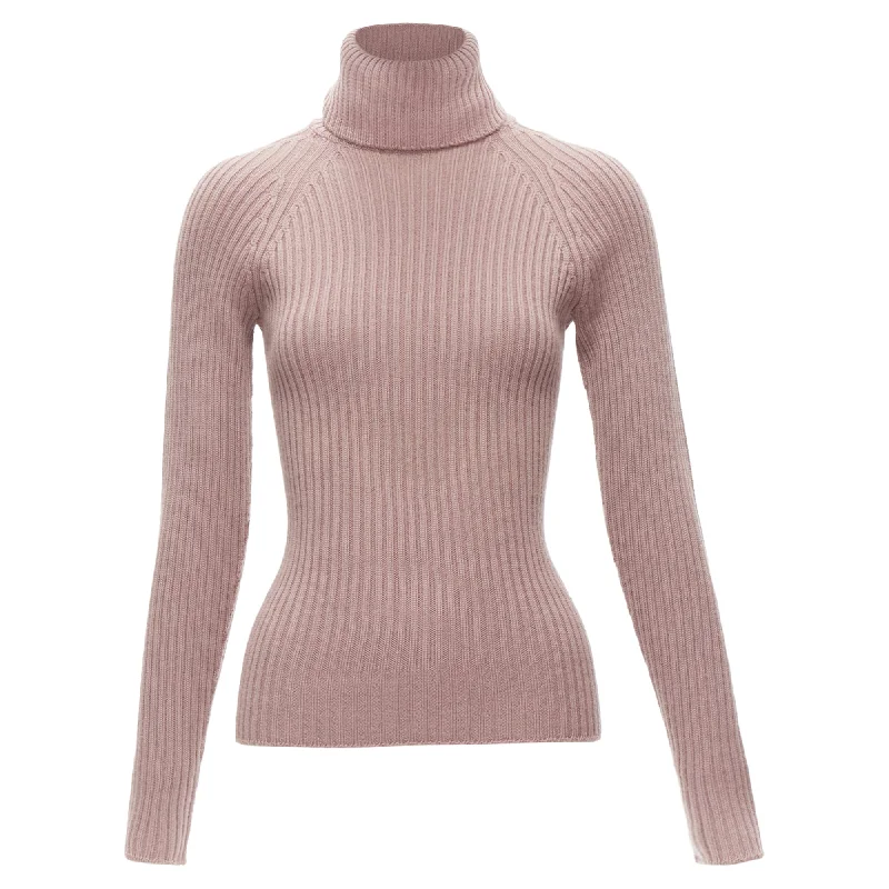 Dolce & Gabbana mauve raglan ribbed turtleneck sweater top