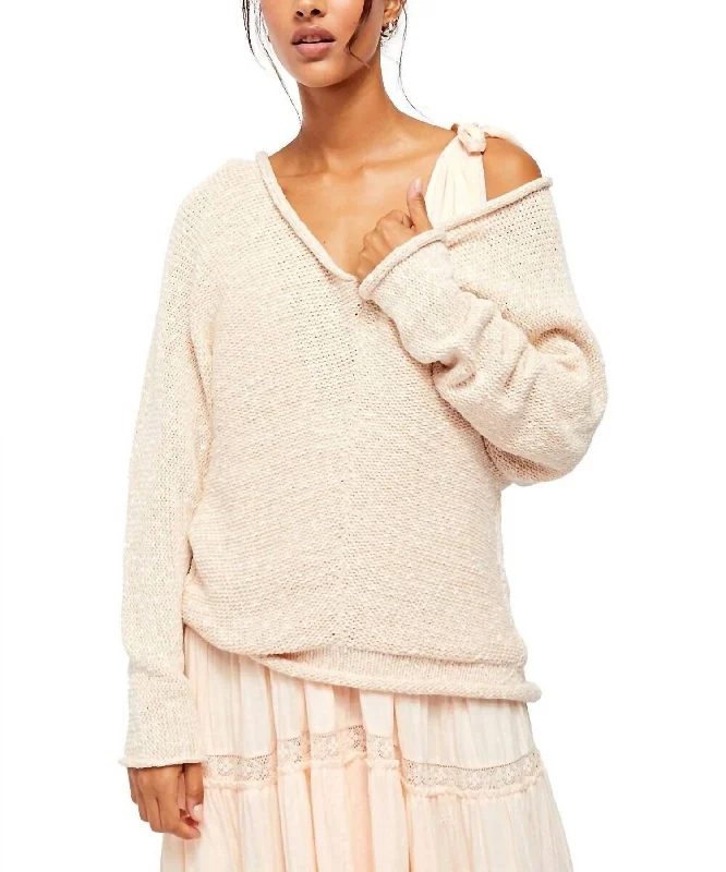 Chamoix Bright Lights V-Neck Sweater In Beige