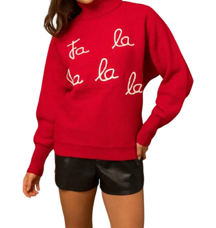 Fa La La Turtleneck Sweater In Red