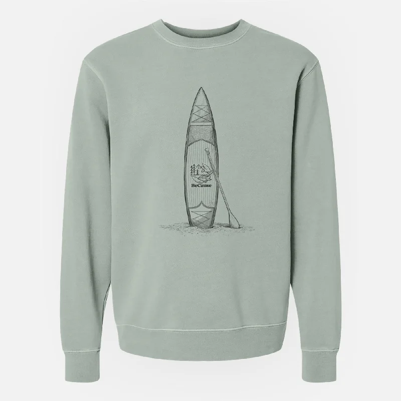 Embroidered SweatshirtsStand-up Paddle Board - Unisex Pigment Dyed Crew Sweatshirt