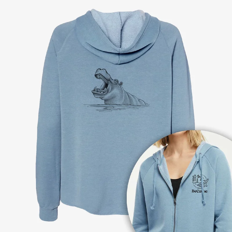 Rainproof HoodiesHippo - Hippopotamus amphibius - Women's Cali Wave Zip-Up Sweatshirt