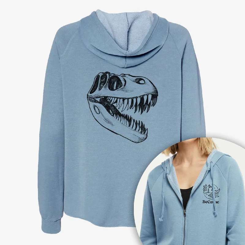 Punk SweatshirtsTyrannosaurus Rex Skull - Women's Cali Wave Zip-Up Sweatshirt