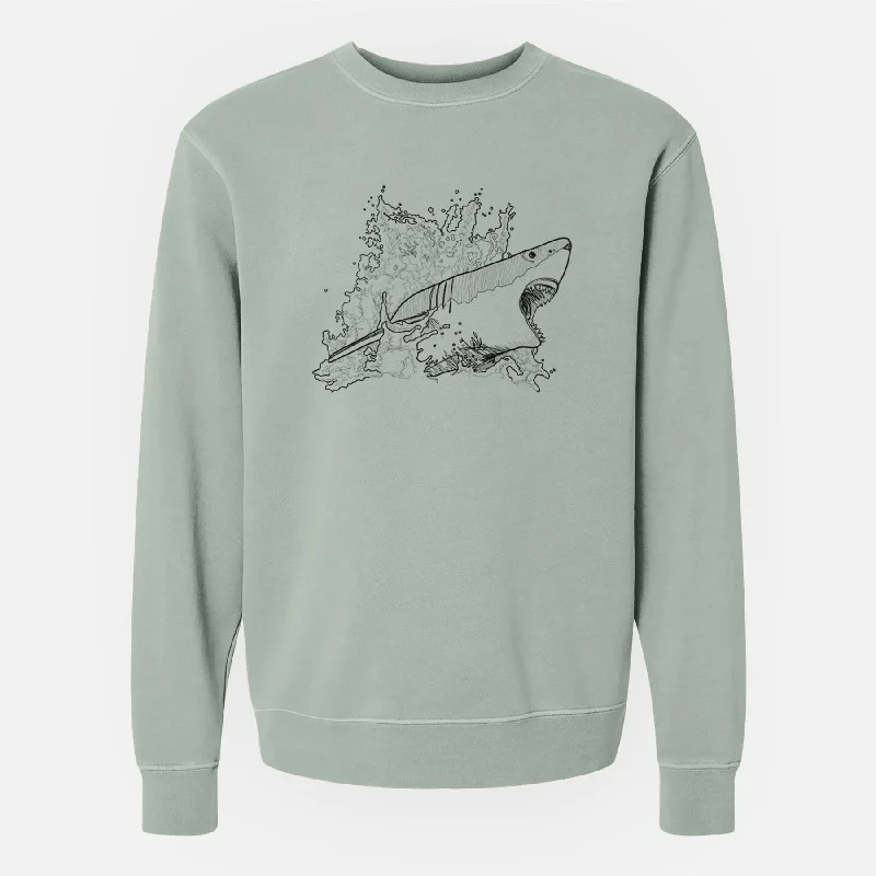 Quilted SweatshirtsGreat White Shark in Water - Unisex Pigment Dyed Crew Sweatshirt