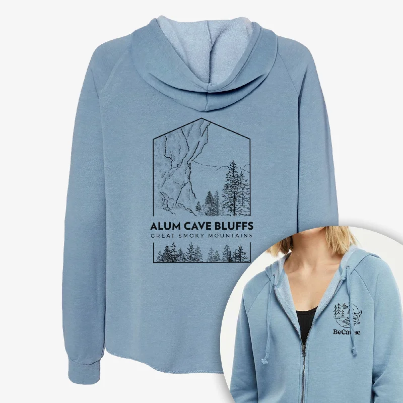 Velour SweatshirtsAlum Cave Bluffs - Great Smoky Mountains National Park - Women's Cali Wave Zip-Up Sweatshirt