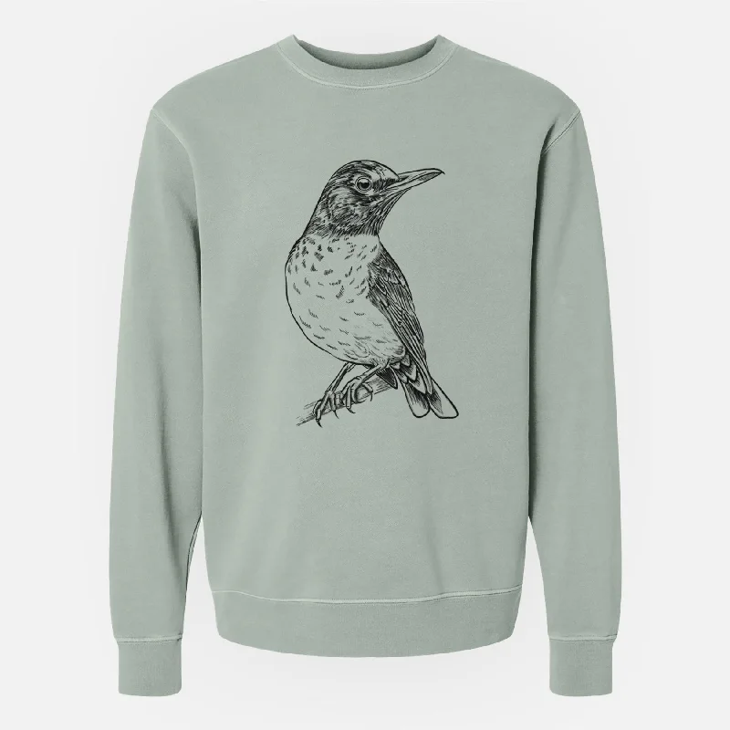 Camping HoodiesAmerican Robin - Turdus migratorius - Unisex Pigment Dyed Crew Sweatshirt