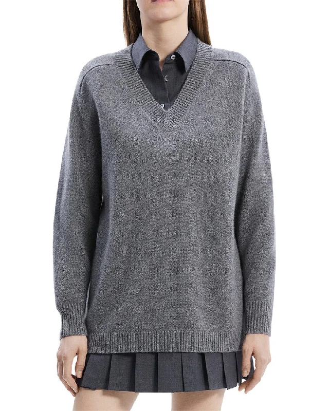 Theory Karenia Wool &Cashmere-Blend V-Neck Sweater