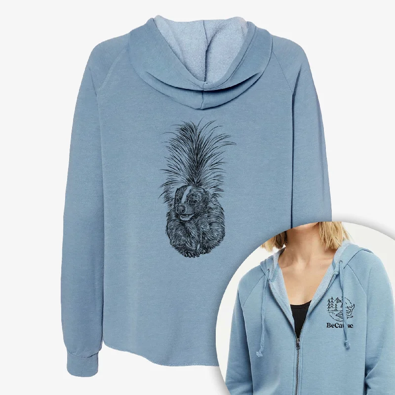 Punk SweatshirtsStriped Skunk - Mephitis mephitis - Women's Cali Wave Zip-Up Sweatshirt