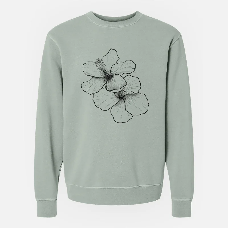 Button-Up SweatshirtsHibiscus Flowers - Unisex Pigment Dyed Crew Sweatshirt