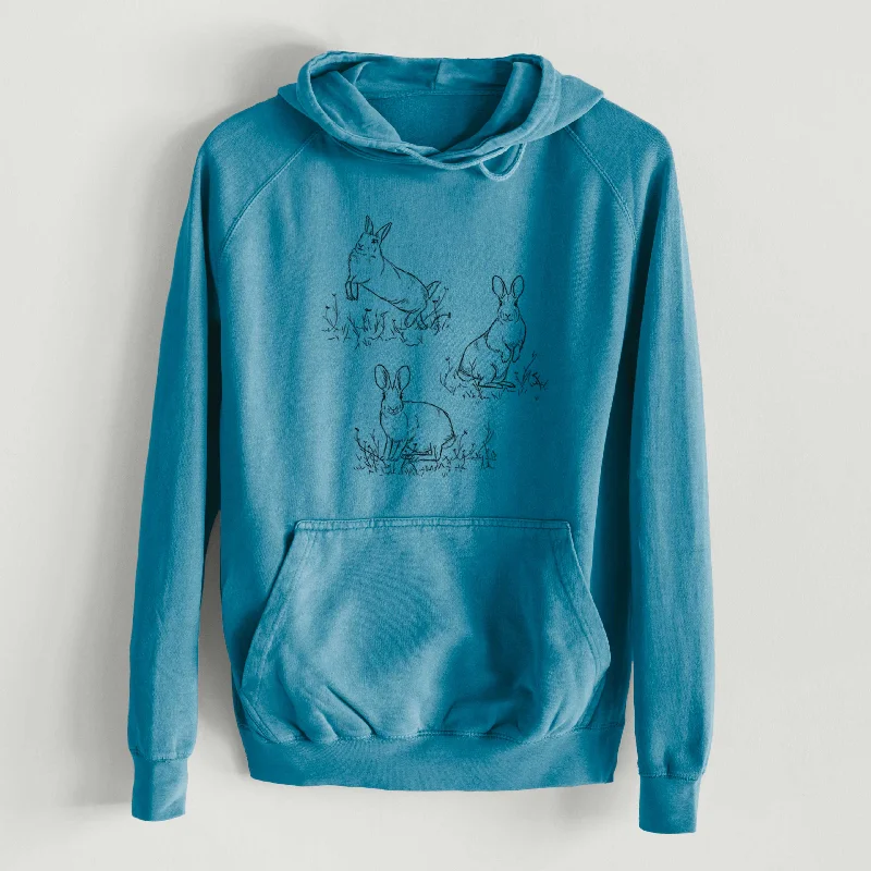 Thermal HoodiesEastern Cottontail Rabbit Trio - Sylvilagus floridanus  - Mid-Weight Unisex Vintage 100% Cotton Hoodie