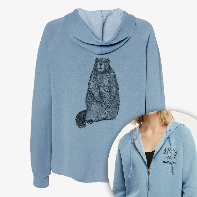 Travel SweatshirtsYellow-bellied Marmot - Marmota flaviventris - Women's Cali Wave Zip-Up Sweatshirt