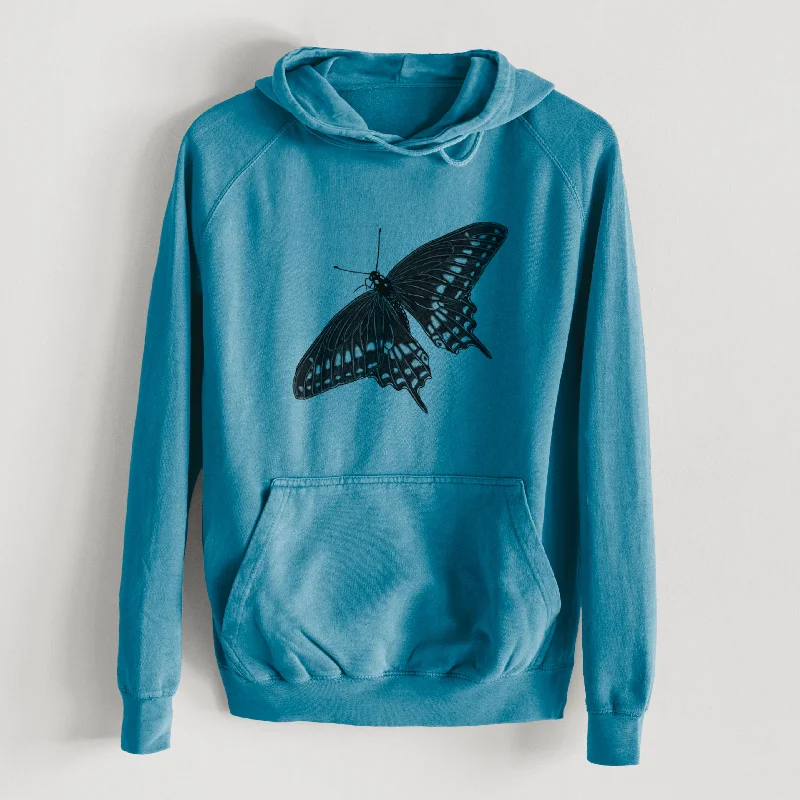 Lounge HoodiesBlack Swallowtail Butterfly - Papilio polyxenes  - Mid-Weight Unisex Vintage 100% Cotton Hoodie