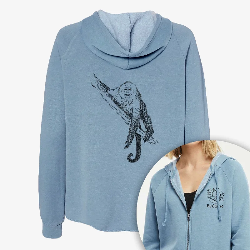 Retro HoodiesCapuchin Monkey - Cebus imitator - Women's Cali Wave Zip-Up Sweatshirt