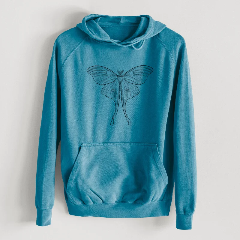 Waterproof HoodiesLuna Moth - Actias luna  - Mid-Weight Unisex Vintage 100% Cotton Hoodie