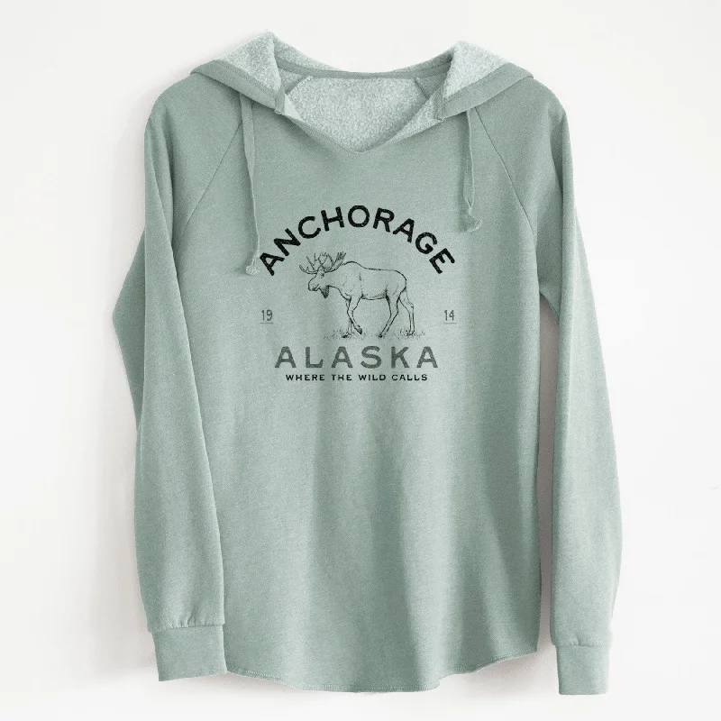 Longline HoodiesAnchorage Alaska Moose - Cali Wave Hooded Sweatshirt