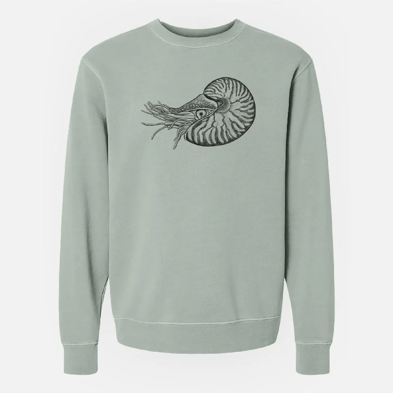 Wool Blend SweatshirtsPalau Nautilus - Nautilus belauensis - Unisex Pigment Dyed Crew Sweatshirt