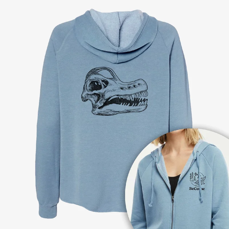 Reflective HoodiesBrachiosaurus Skull - Women's Cali Wave Zip-Up Sweatshirt