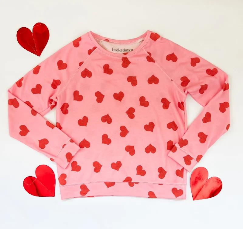 Layered SweatshirtsWomen's Pink Heart Sweatshirt