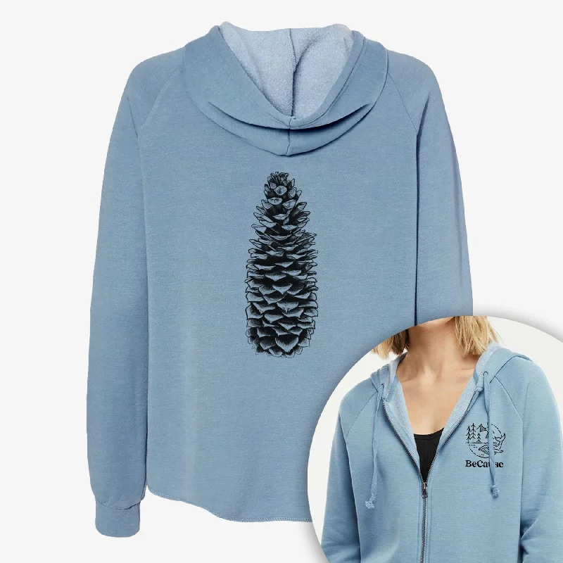 Collaborative SweatshirtsSugar Pine Cone - Pinus lambertiana - Women's Cali Wave Zip-Up Sweatshirt