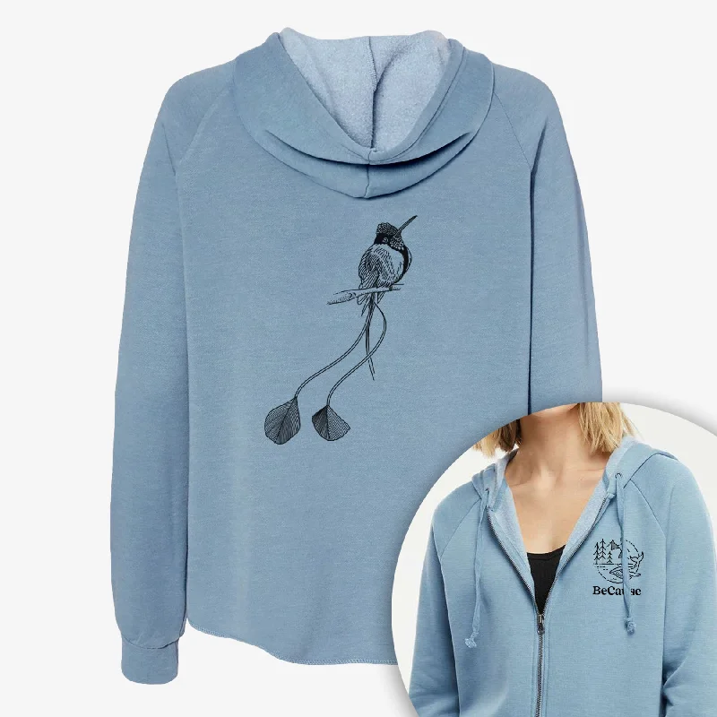 Mesh-Lined HoodiesMarvelous Spatuletail Hummingbird - Women's Cali Wave Zip-Up Sweatshirt