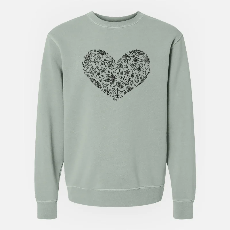 Velour SweatshirtsHeart Full of Autumn Leaves - Unisex Pigment Dyed Crew Sweatshirt