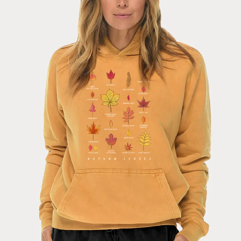 Cashmere HoodiesVibrant Autumn Leaves Chart  - Mid-Weight Unisex Vintage 100% Cotton Hoodie