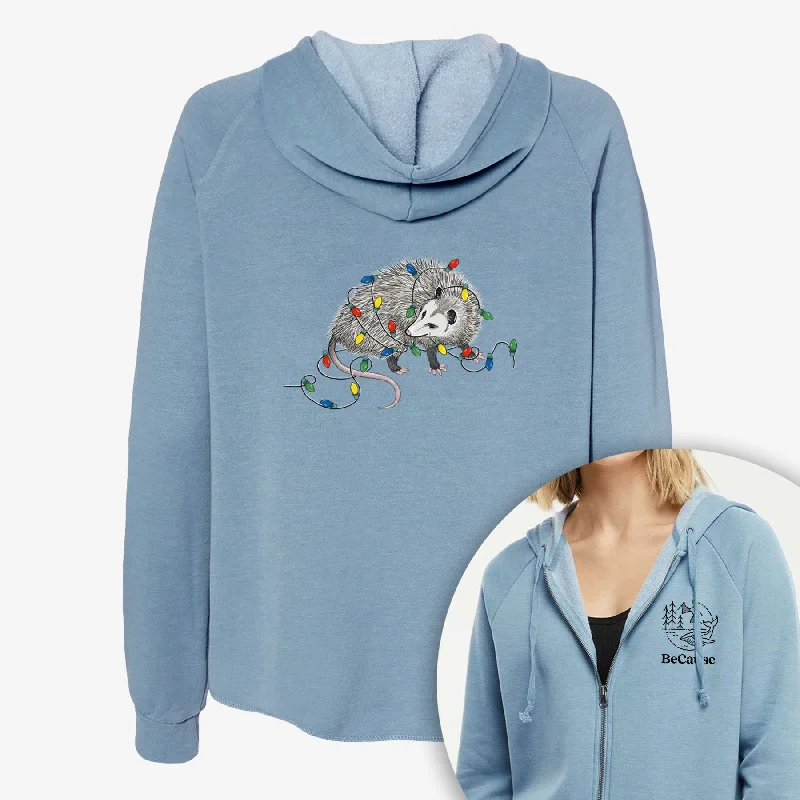 Sequined HoodiesChristmas Opossum - Women's Cali Wave Zip-Up Sweatshirt