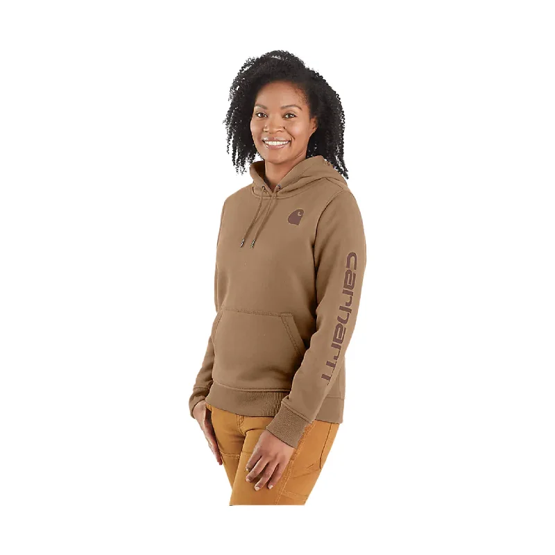 Organic Cotton SweatshirtsCarhartt Women's Relaxed Fit Midweight Logo Sleeve Graphic Sweatshirt - Flaxseed - ONLINE STORE CREDIT/EXCHANGE ONLY