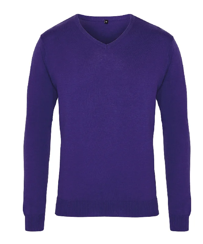 Purple - V-neck knitted sweater