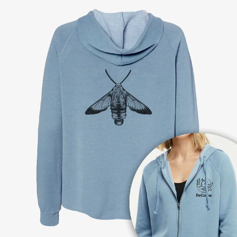 Travel SweatshirtsSnowberry Clearwing Moth - Hemaris diffinis - Women's Cali Wave Zip-Up Sweatshirt