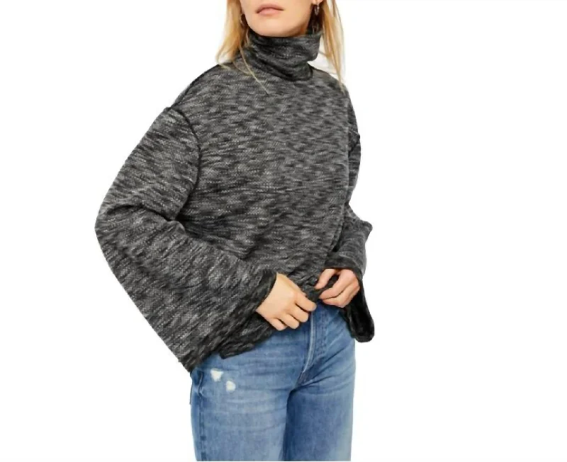 Sunny Days Wide Sleeve Turtleneck Sweater In Night Star Combo/ Black Combo