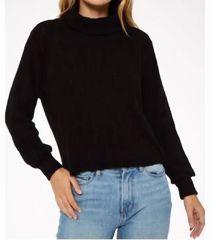 Yves Ribbed Turtleneck In Black