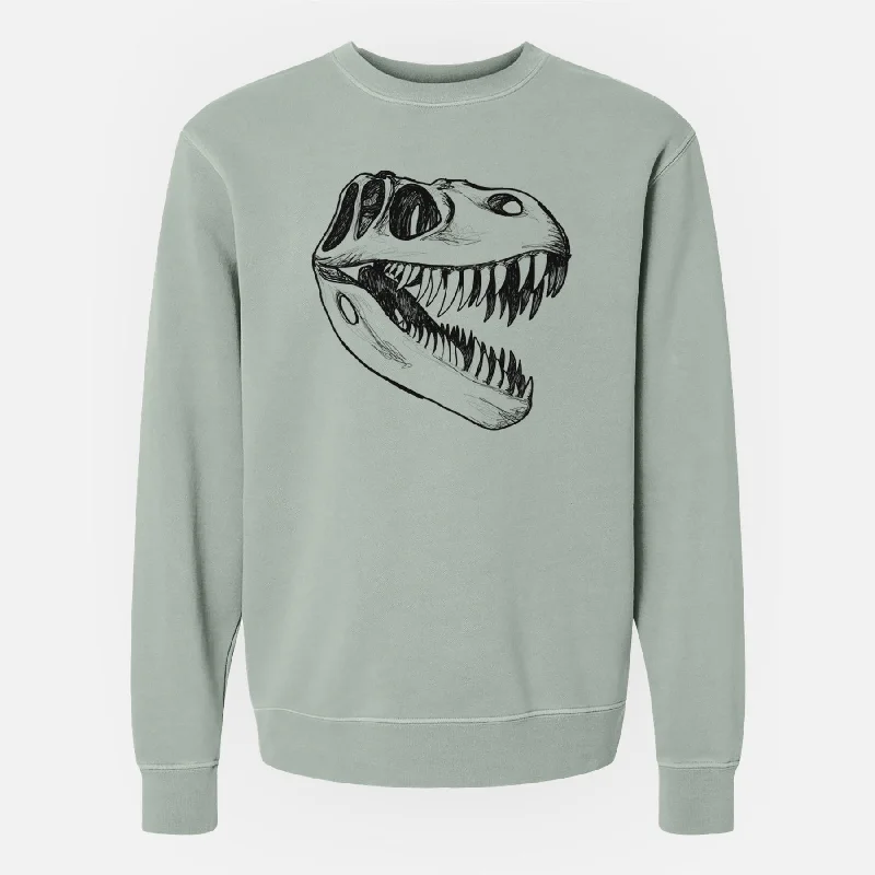 Retro HoodiesTyrannosaurus Rex Skull - Unisex Pigment Dyed Crew Sweatshirt