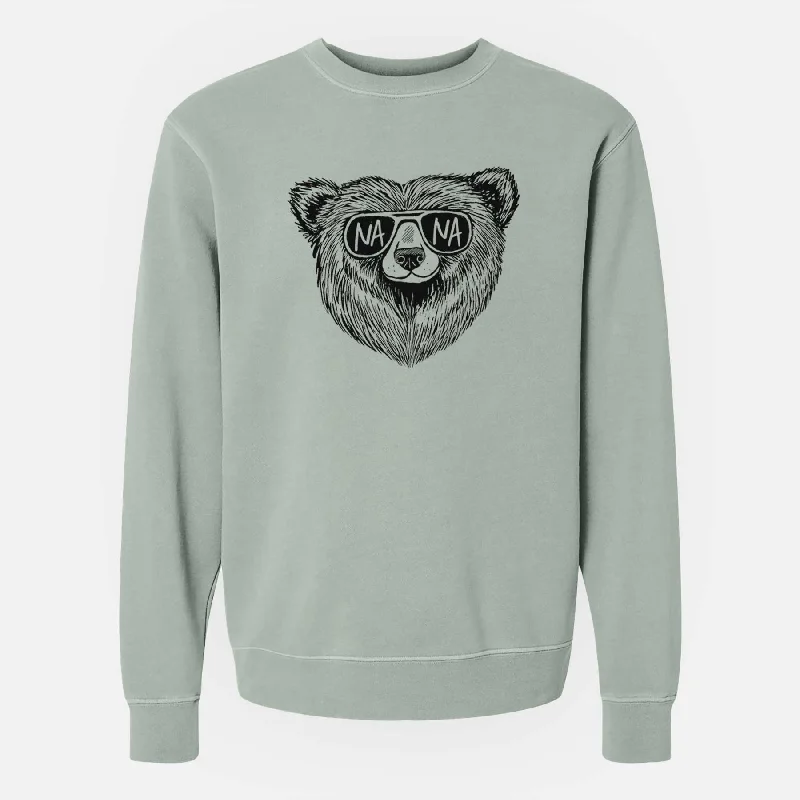 Statement HoodiesNana Bear - Nana Glasses - Unisex Pigment Dyed Crew Sweatshirt