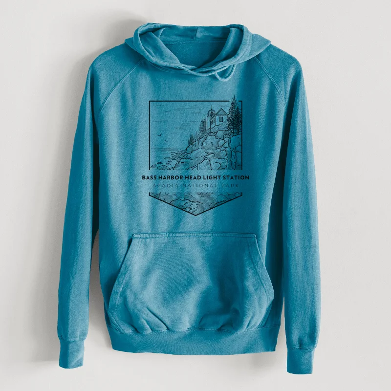 Leather-Paneled SweatshirtsBass Harbor Head Light Station - Acadia National Park  - Mid-Weight Unisex Vintage 100% Cotton Hoodie