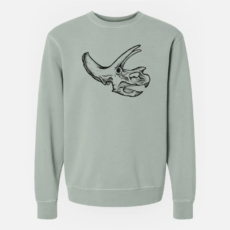 Urban HoodiesTriceratops Skull - Unisex Pigment Dyed Crew Sweatshirt