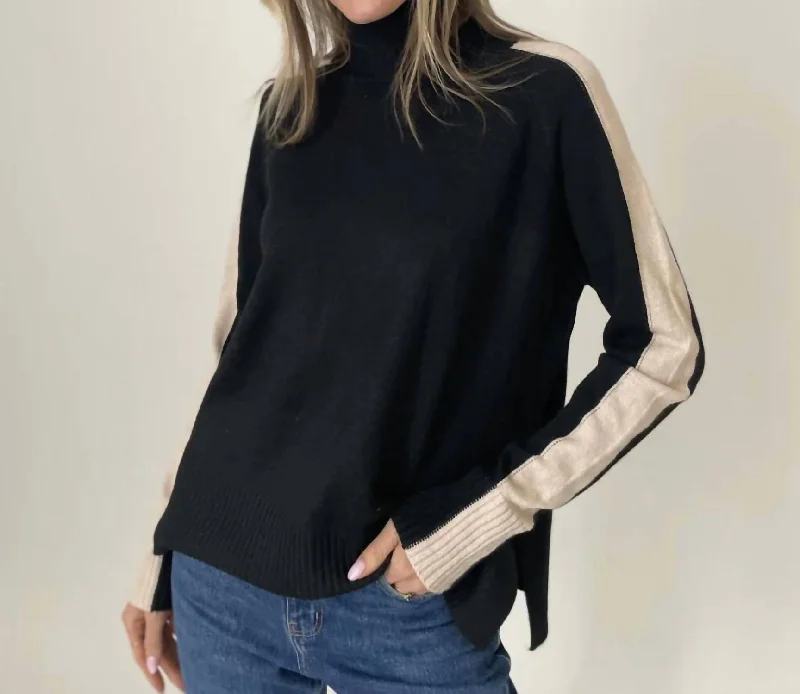 Ali Turtleneck Sweater In Black/camel