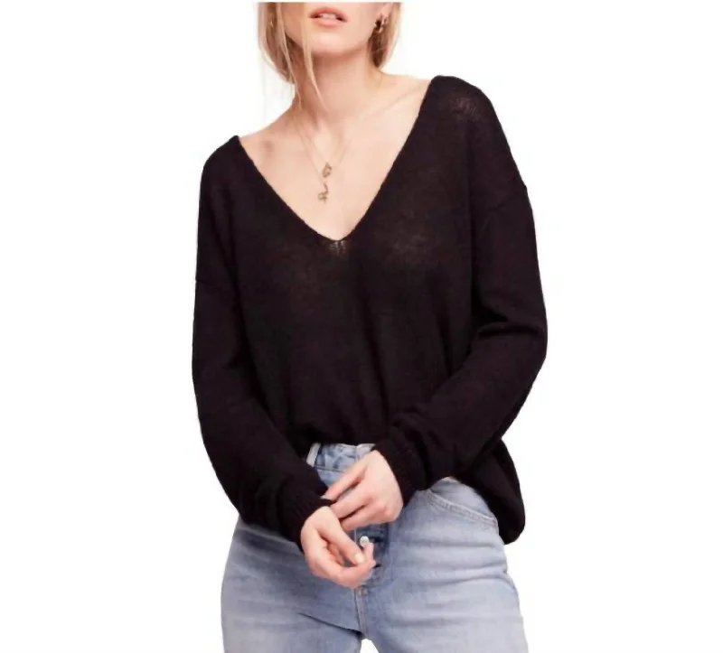 Gossamer V-Neck Sweater In Black