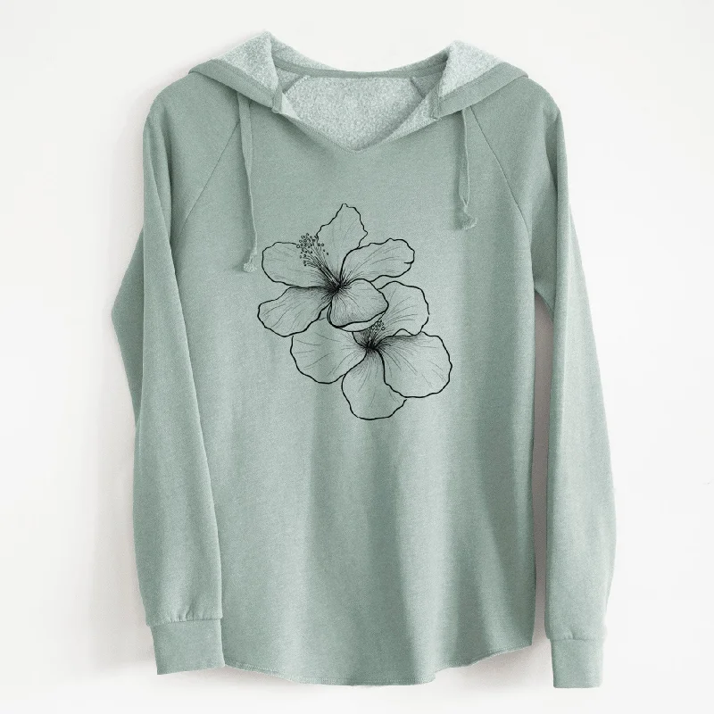 Embellished SweatshirtsHibiscus Flowers - Cali Wave Hooded Sweatshirt