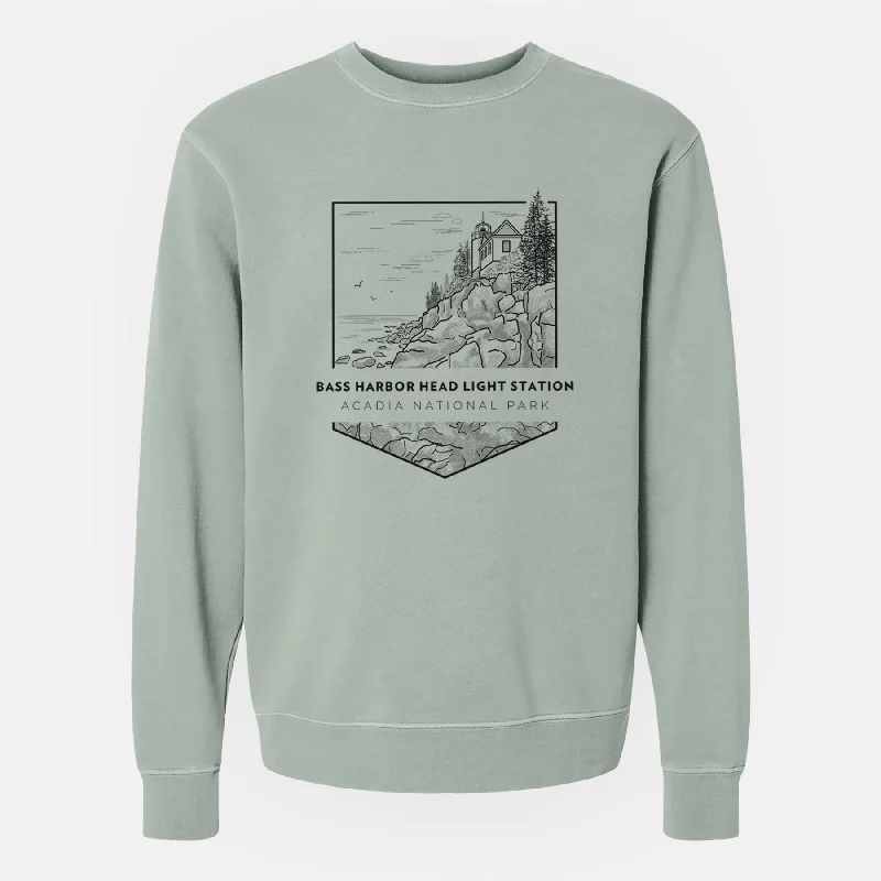 Metallic HoodiesBass Harbor Head Light Station - Acadia National Park - Unisex Pigment Dyed Crew Sweatshirt