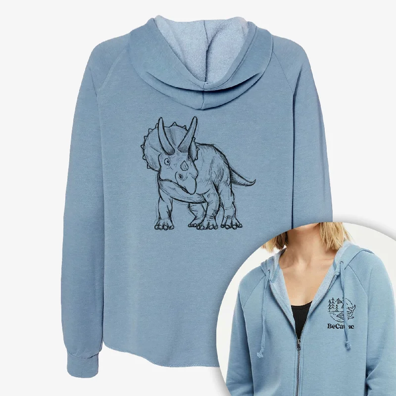 Luxury HoodiesTriceratops Horridus - Women's Cali Wave Zip-Up Sweatshirt