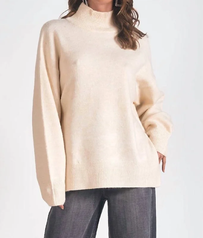 Melanie Mock Turtleneck Sweater In Ivory