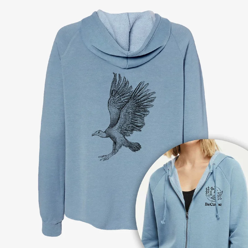 Ruffled SweatshirtsBlack Vulture - Coragyps atratus - Women's Cali Wave Zip-Up Sweatshirt